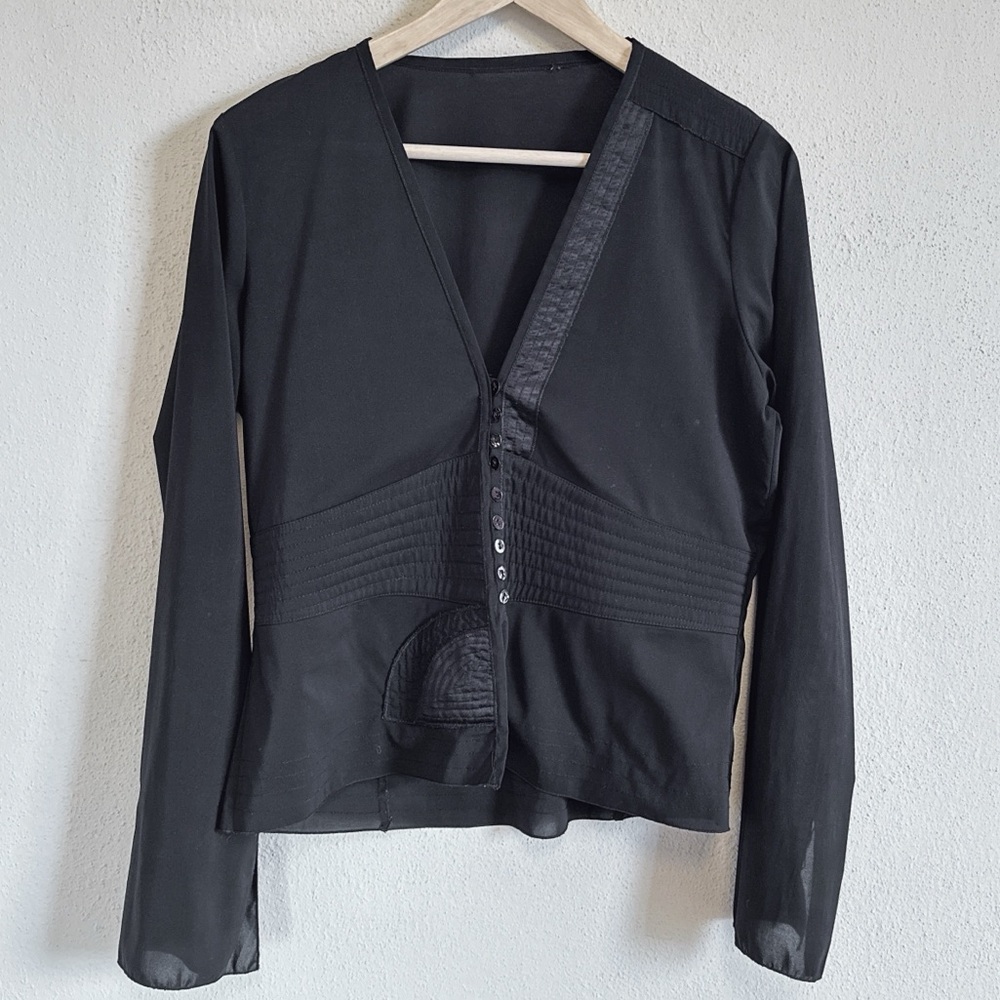 Vintage Embellished Sheer Black Top
